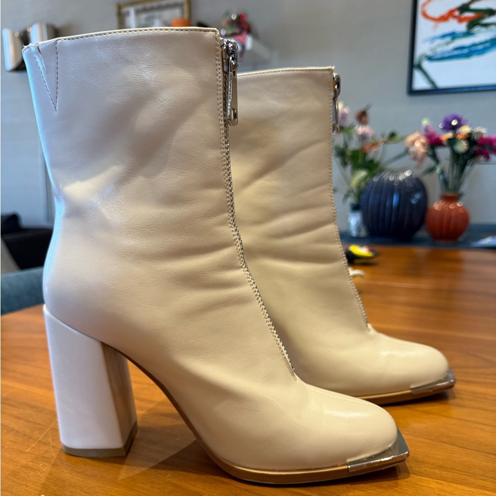 Elegant Cream Ankle Boots - worn once